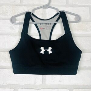Under Armour HeatGear Girls Sports Bra Black Racerback Fitted YMD Medium
